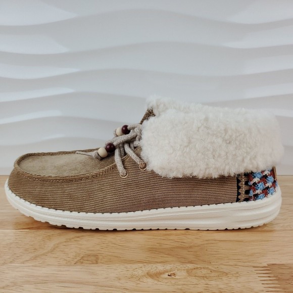 Hey Dude Britt Womens Brown Nut Corduroy Flip Cuff Slip On Booties Shoes - Picture 4 of 16